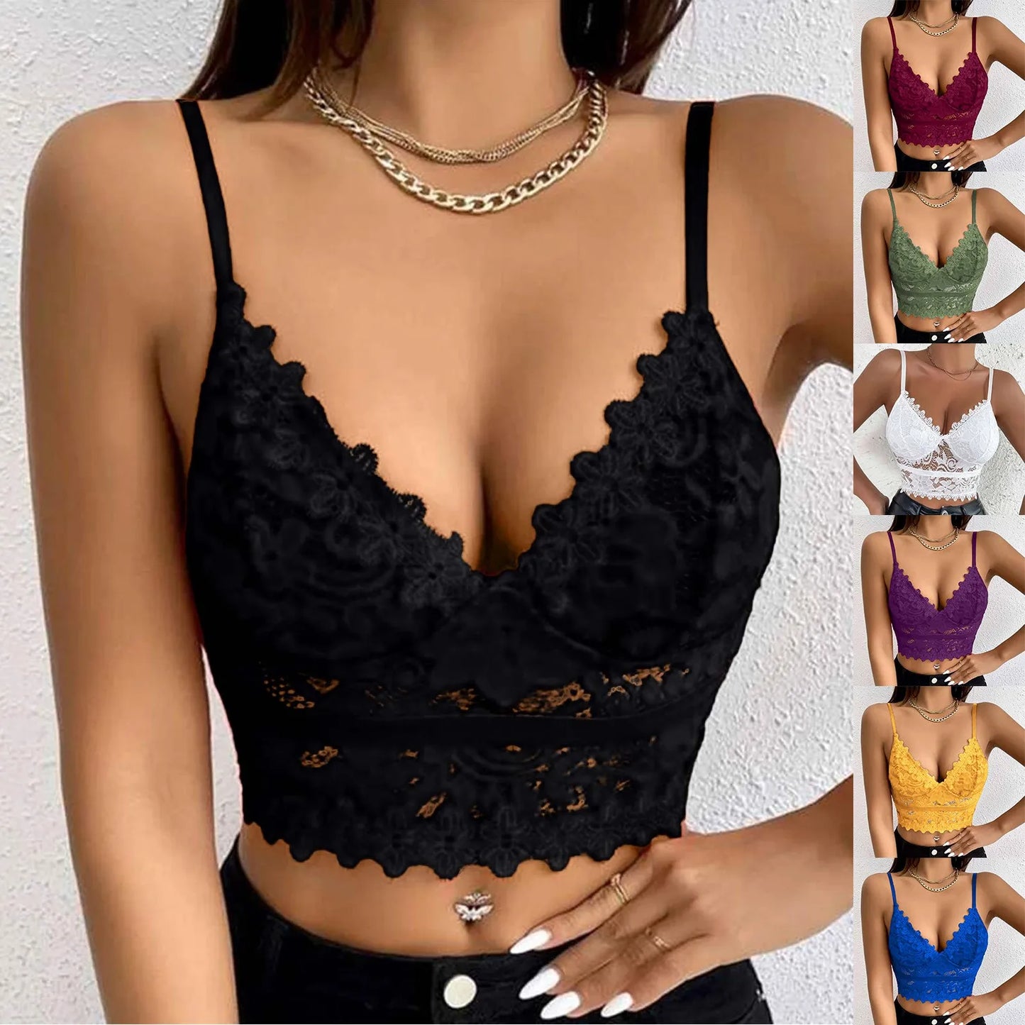 New Women Lace Bras Top Comfortable Bralette Solid Color Sexy Underwear Vest Female Hollow Out Wireless Lingerie Seamless Bra