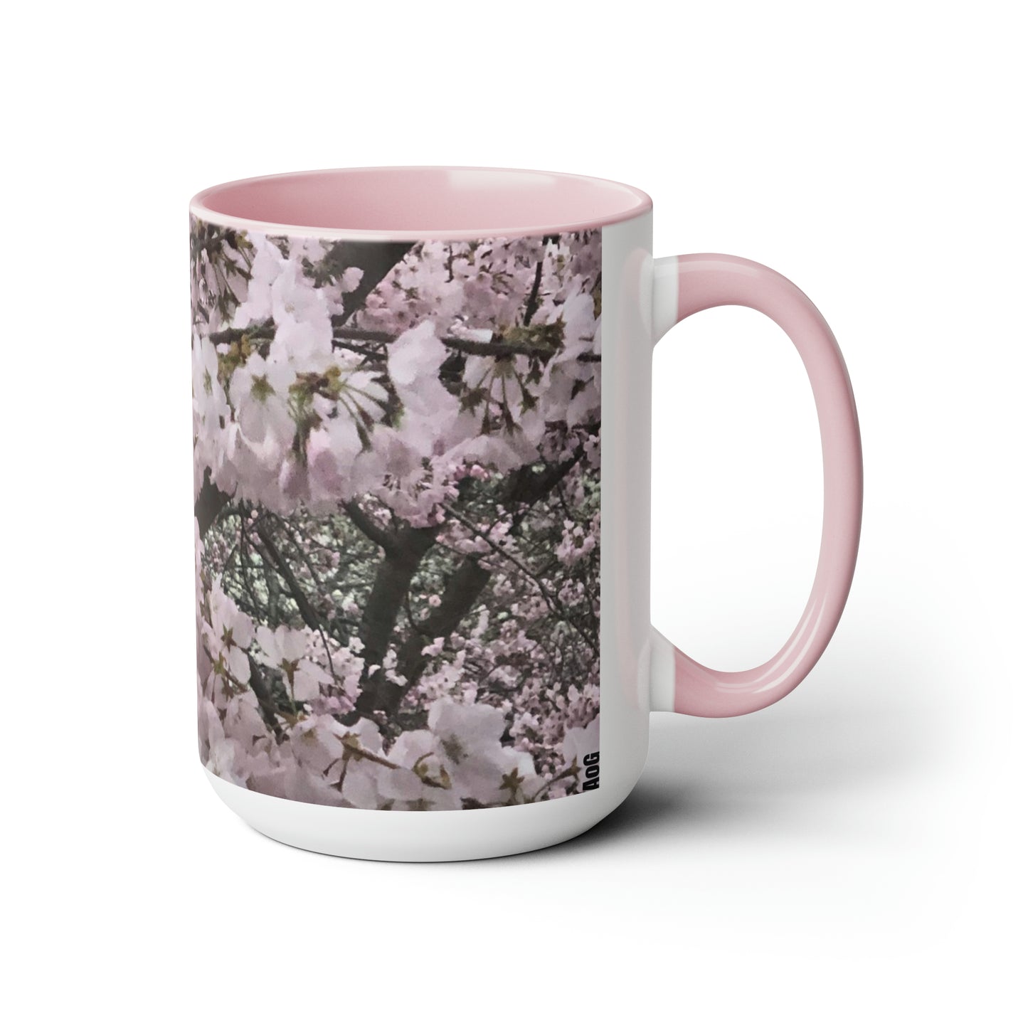 Cherry Blossom Two-Tone Coffee Mugs, 15oz