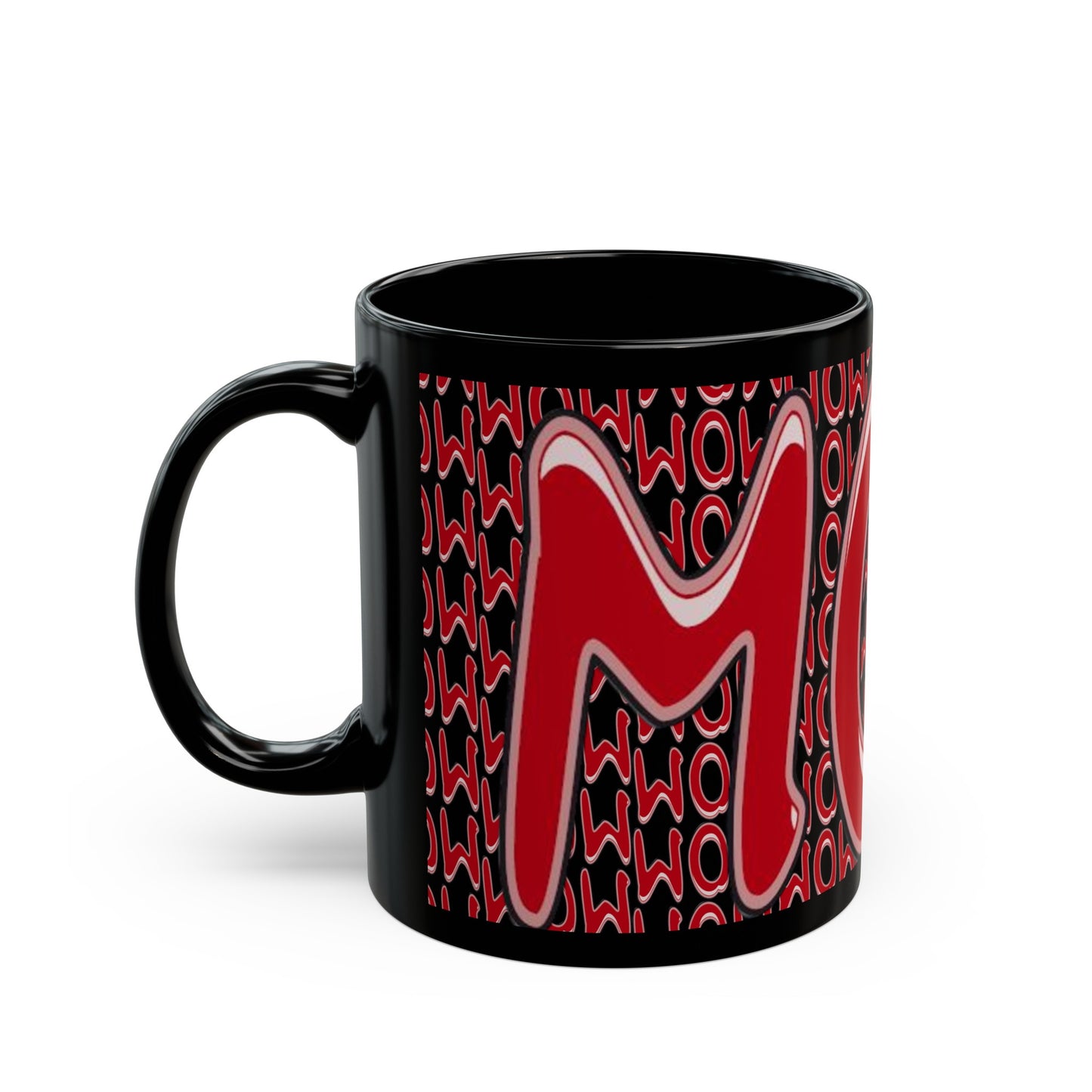 Mom 3D Red on Black Mug (11oz, 15oz)