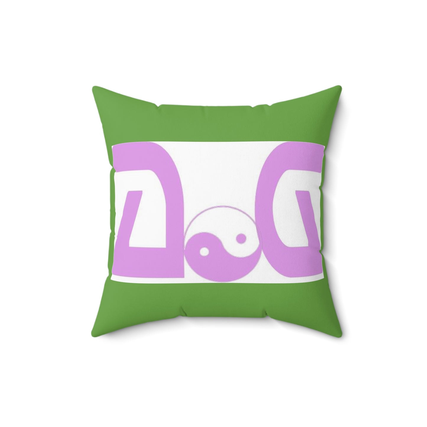 Pink - Green Spun Polyester Square Pillow