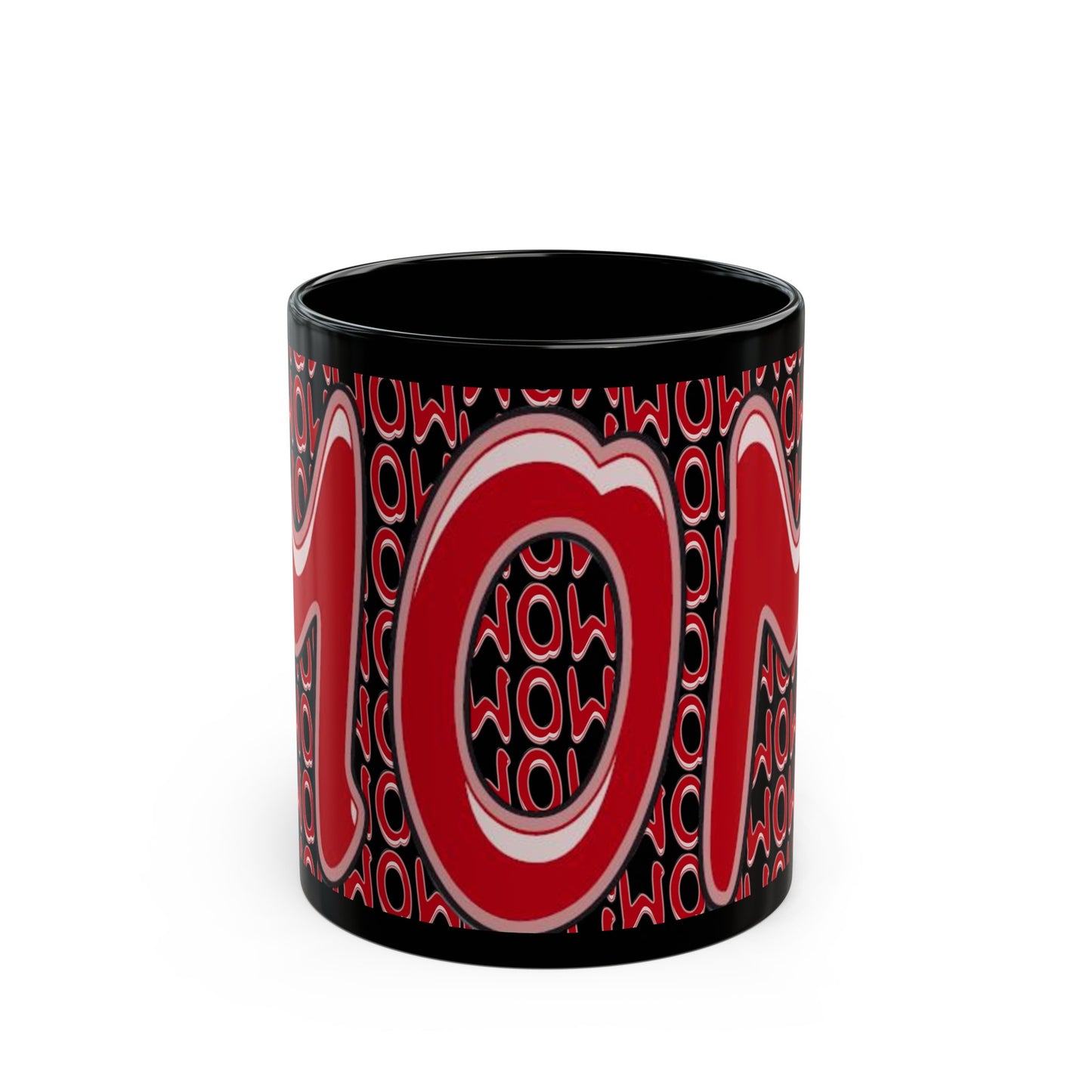 Mom 3D Red on Black Mug (11oz, 15oz)