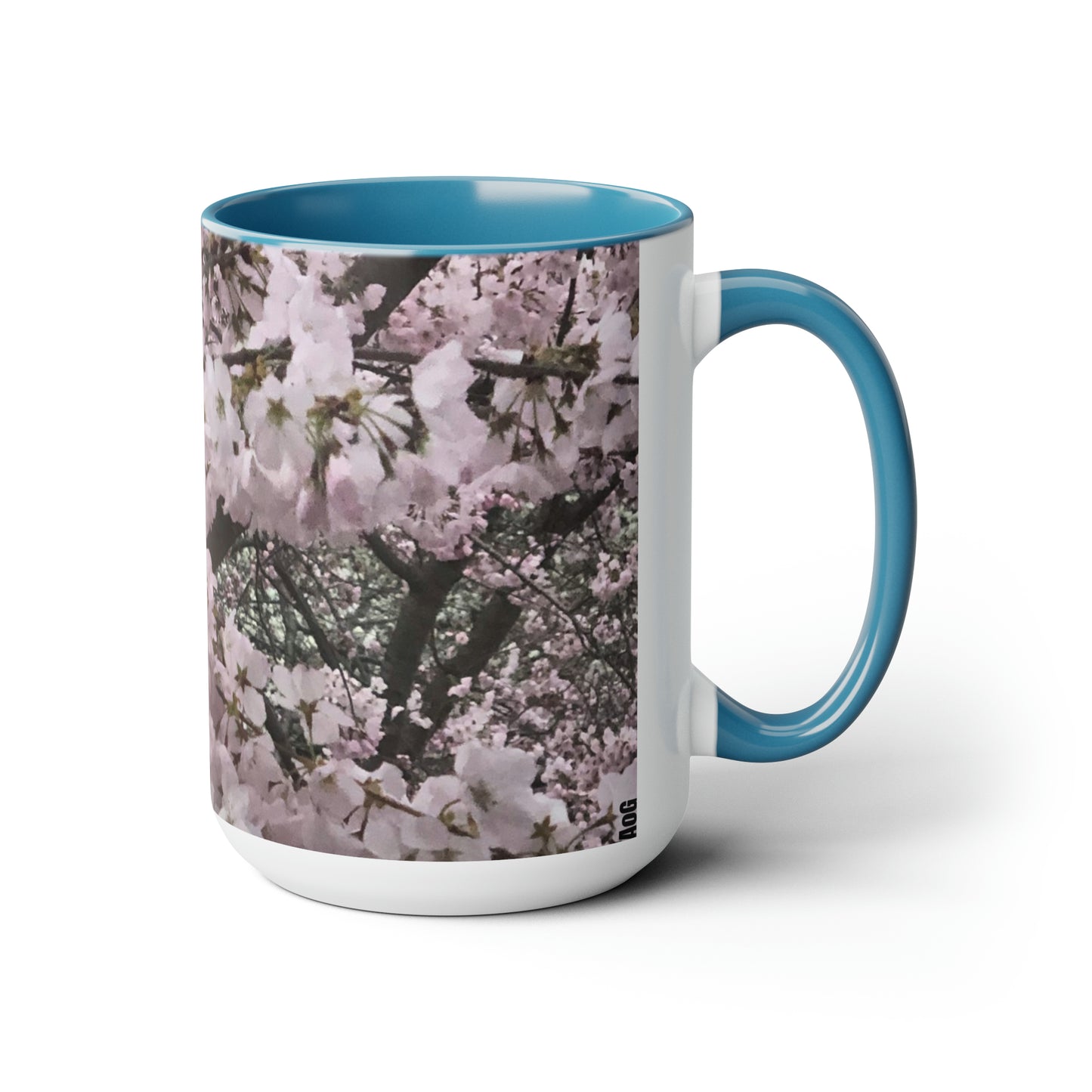 Cherry Blossom Two-Tone Coffee Mugs, 15oz