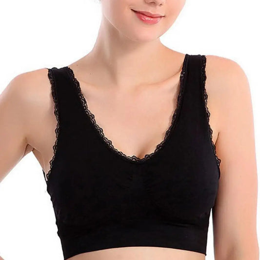 Women Bra Lace Trim Wire Free Seamless Breathable Brassiere Padded Underwear Comfortable Push Up Underwear Intimate Crop Top