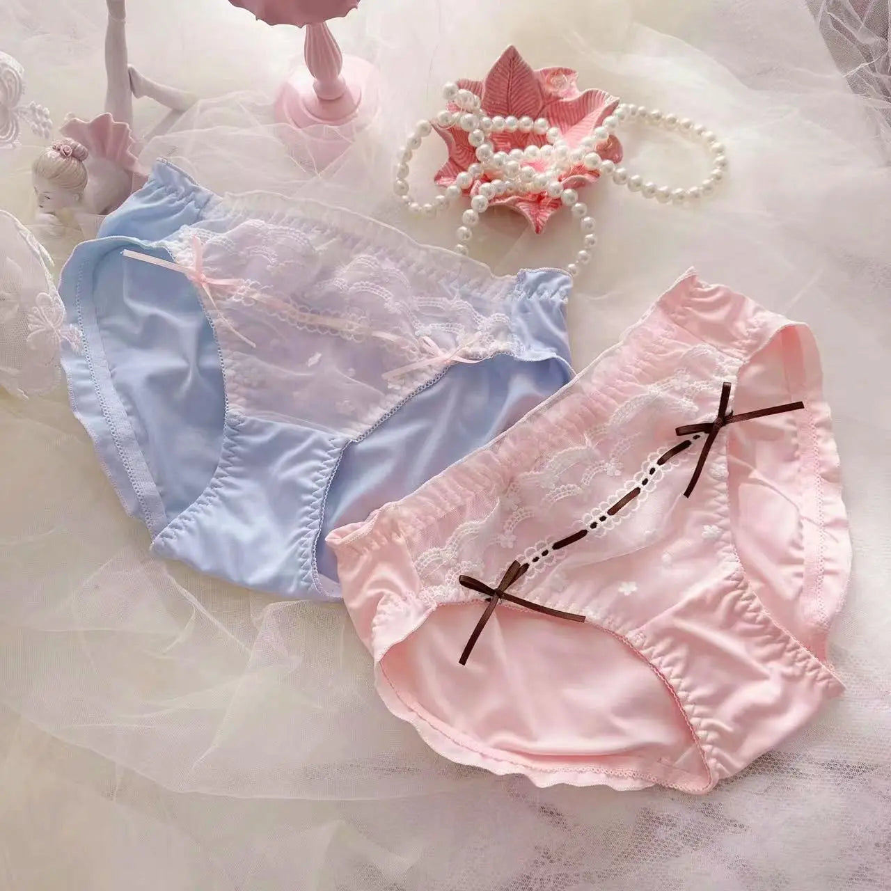 Small fresh Japanese ribbon lingerie embroidery thin cup student girls cute bralette women sexy underwear bra set