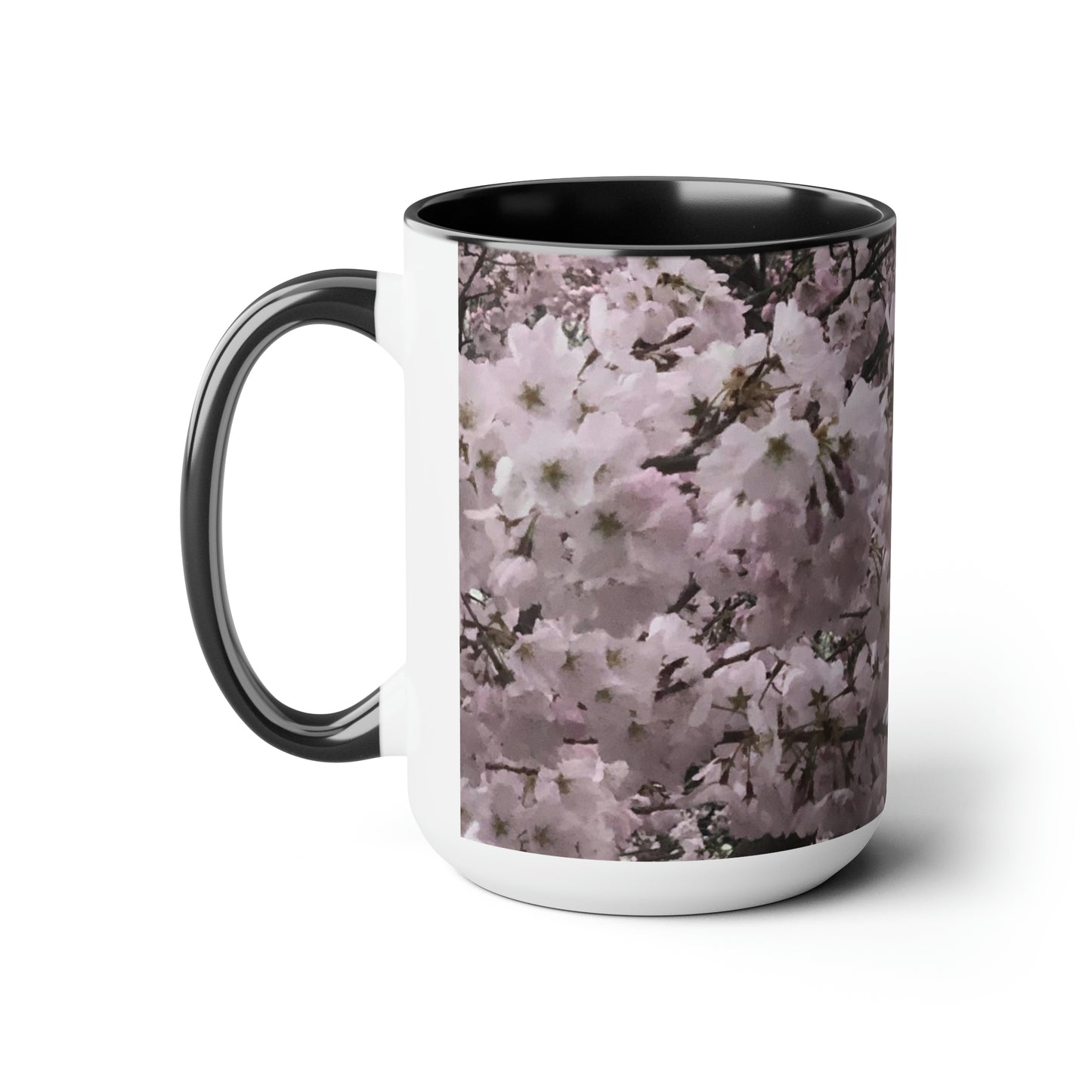 Cherry Blossom Two-Tone Coffee Mugs, 15oz