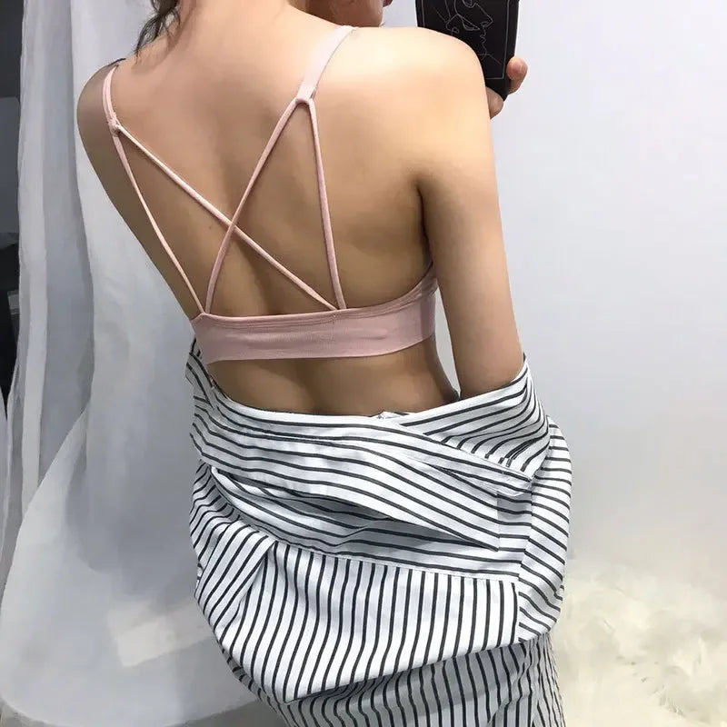 Sexy Beauty Back Bra Tube Top Anti-light-gathering Fitness Sports Fitness Bras Underwire Underwear Women Lingerie Ropa Mujer