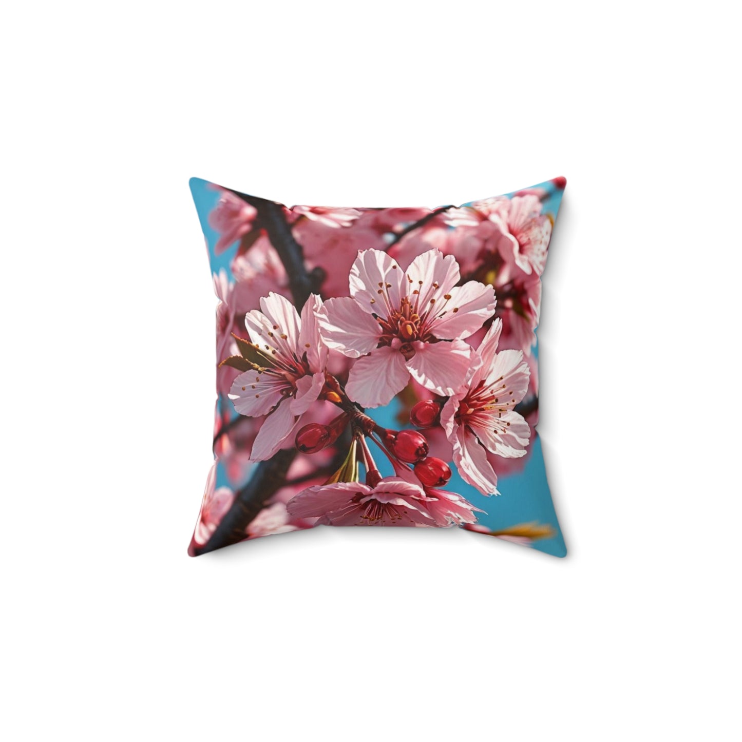 Cherry Blossom Spun Polyester Square Pillow