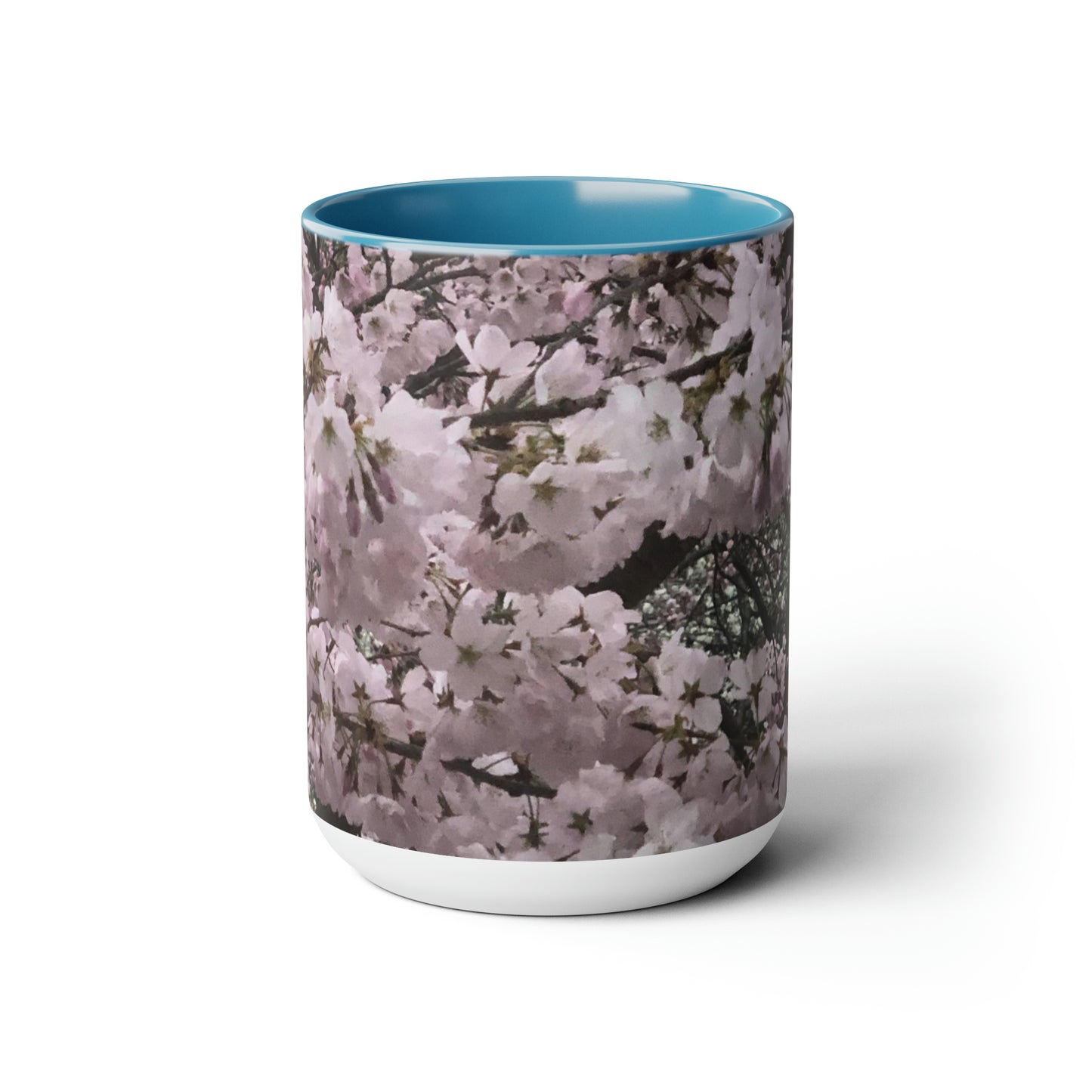 Cherry Blossom Two-Tone Coffee Mugs, 15oz