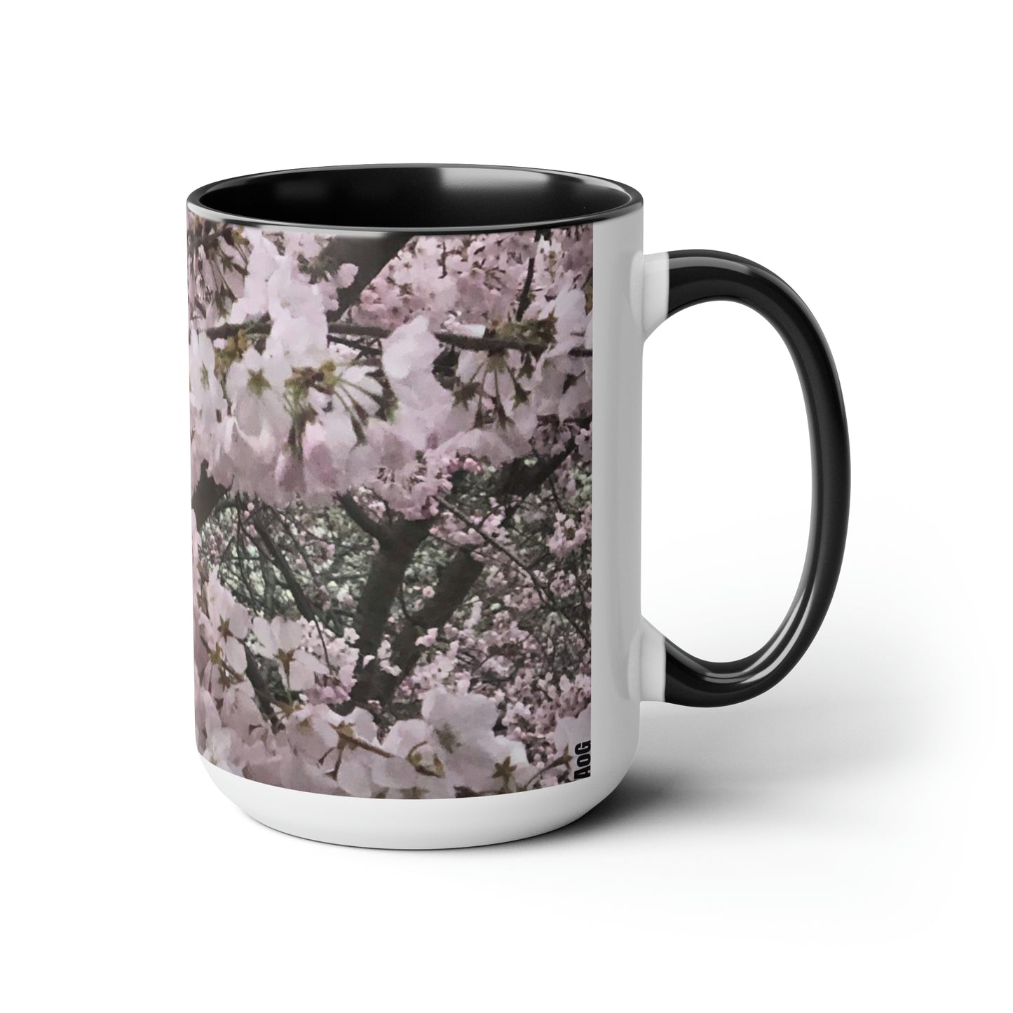 Cherry Blossom Two-Tone Coffee Mugs, 15oz