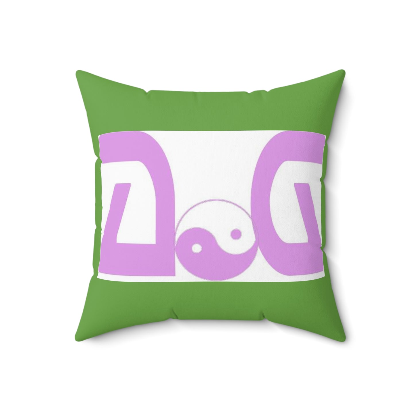 Pink - Green Spun Polyester Square Pillow