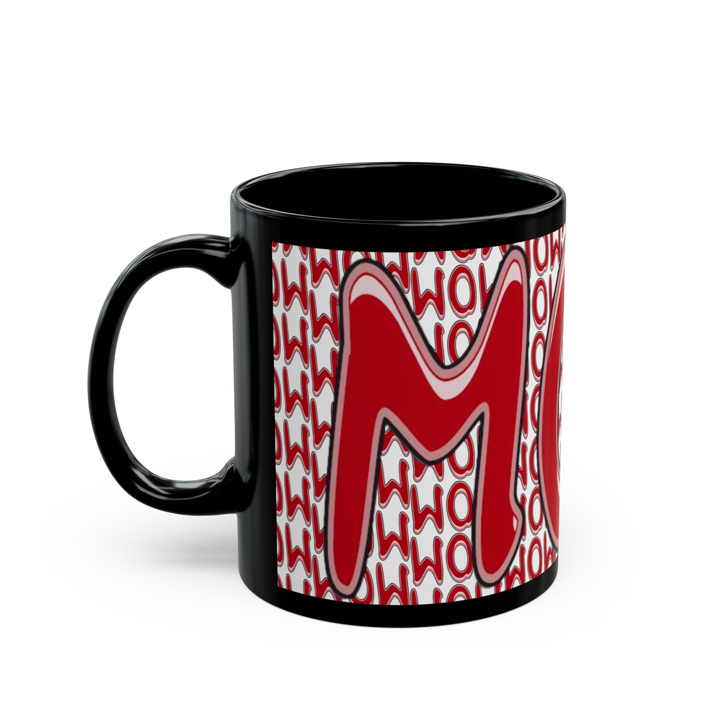 Wow Mom 3D Red on White Mug (11oz, 15oz)