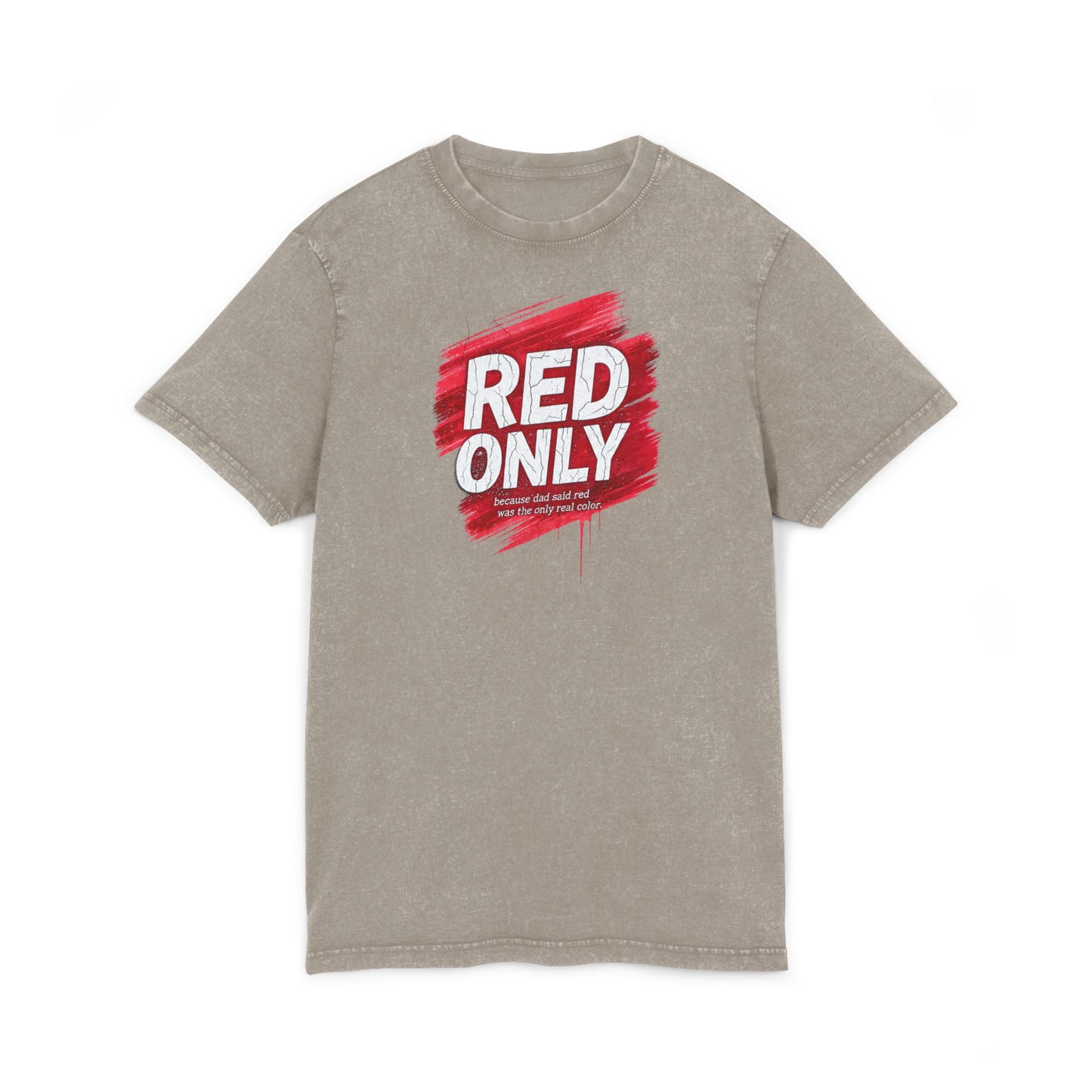 Red Only Acid Washed Round Neck Tee
