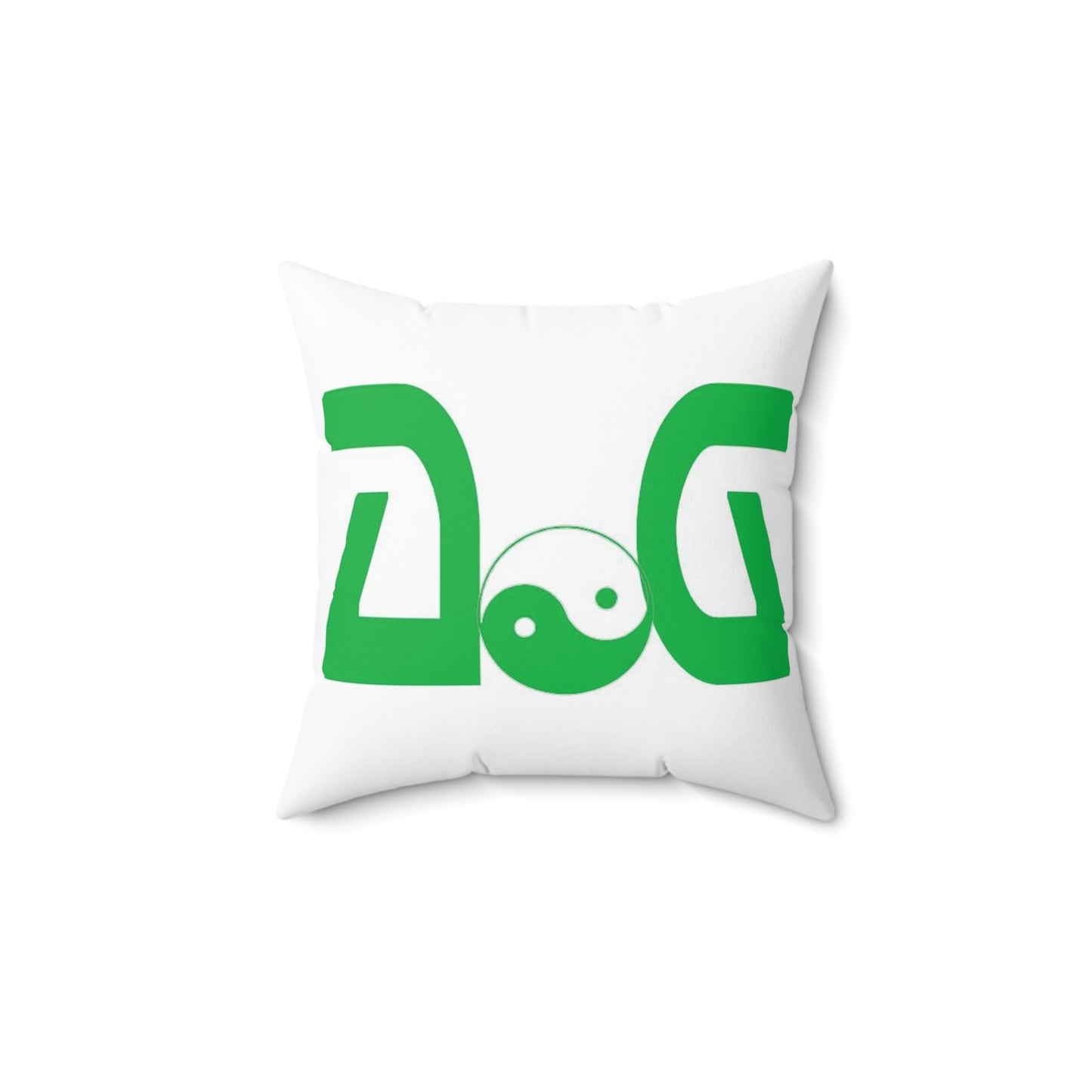 Green-White Spun Polyester Square Pillow