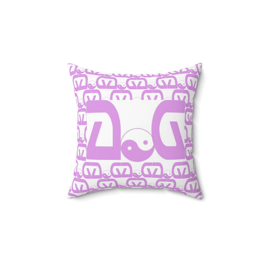 Pink-White Spun Polyester Square Pillow