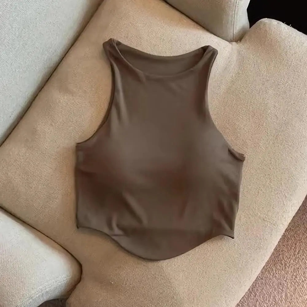 Tank Top For Women Solid Color Inner Vest Push Up Sport Bra Yoga Gym Tank Tops Casual Woman Sleeveless Top Summer Base Shirt