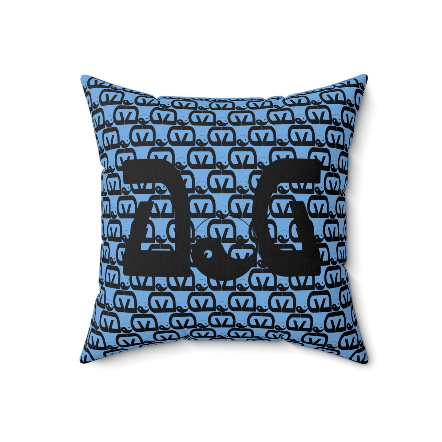 Brick-Light Blue Spun Polyester Square Pillow