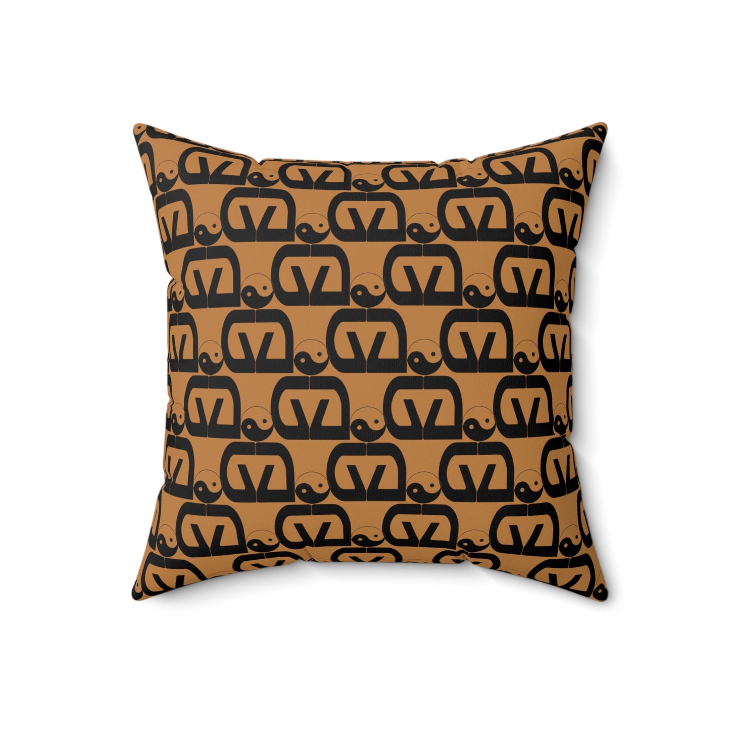 Brick-Light Brown Spun Polyester Square Pillow
