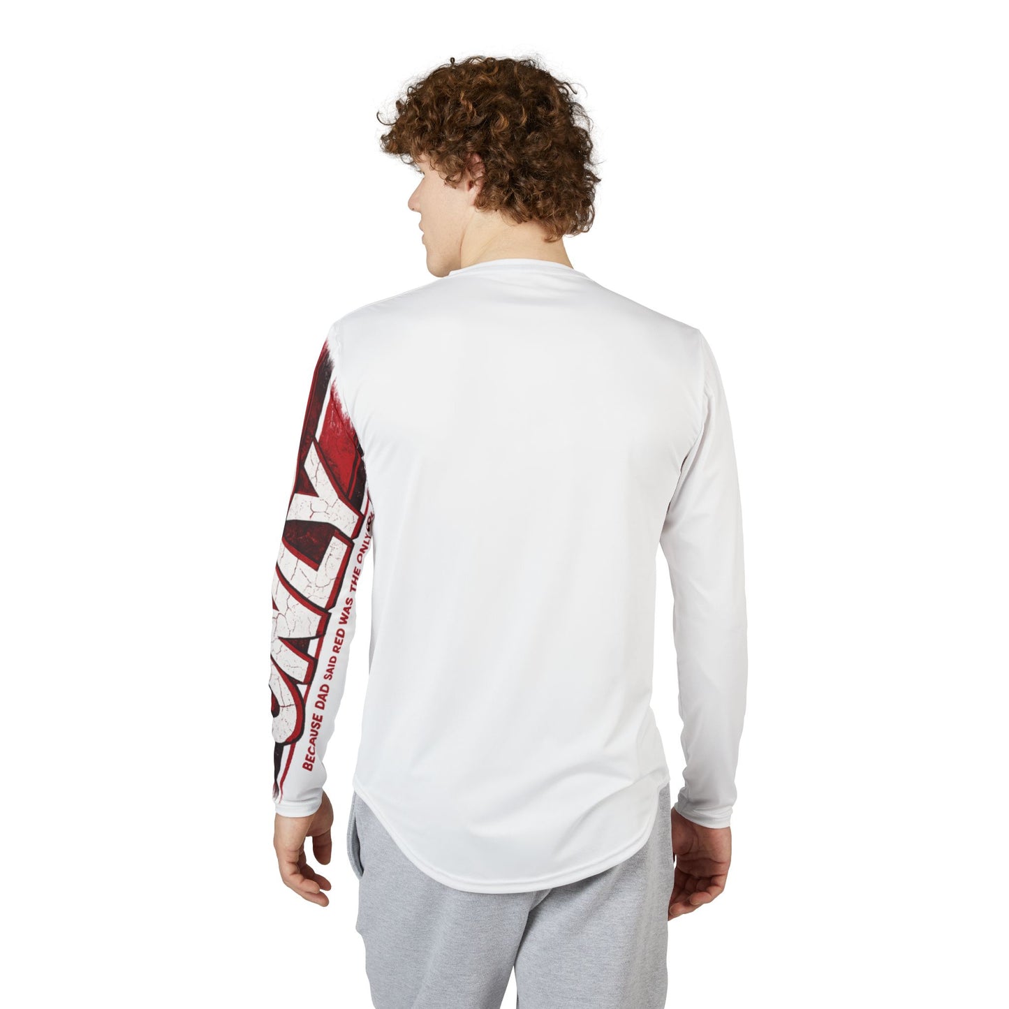 Red Only Men's UV Protection Long Sleeve Shirt (AOP)