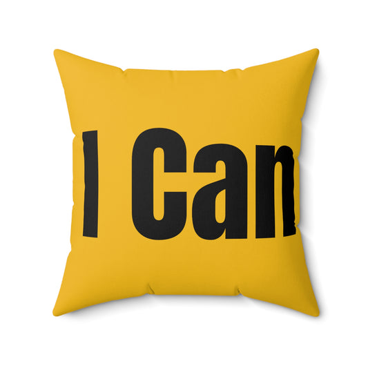 “I Can I Am” Black Yellow Spun Polyester Square Pillow