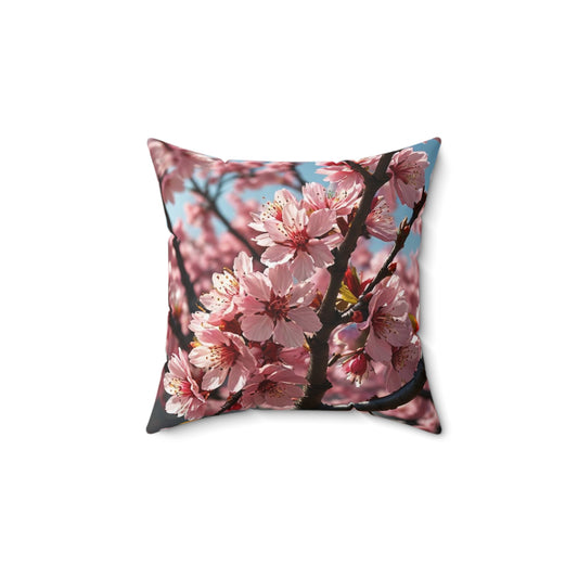 Cherry Blossom Spun Polyester Square Pillow