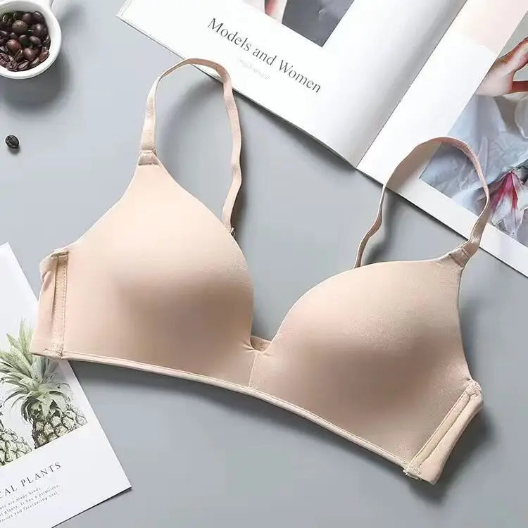 Thin Clothes Wireless Bra Small Chest Push up One Piece Cosy Girl Japanese High School Students Seamless Underwear for Women