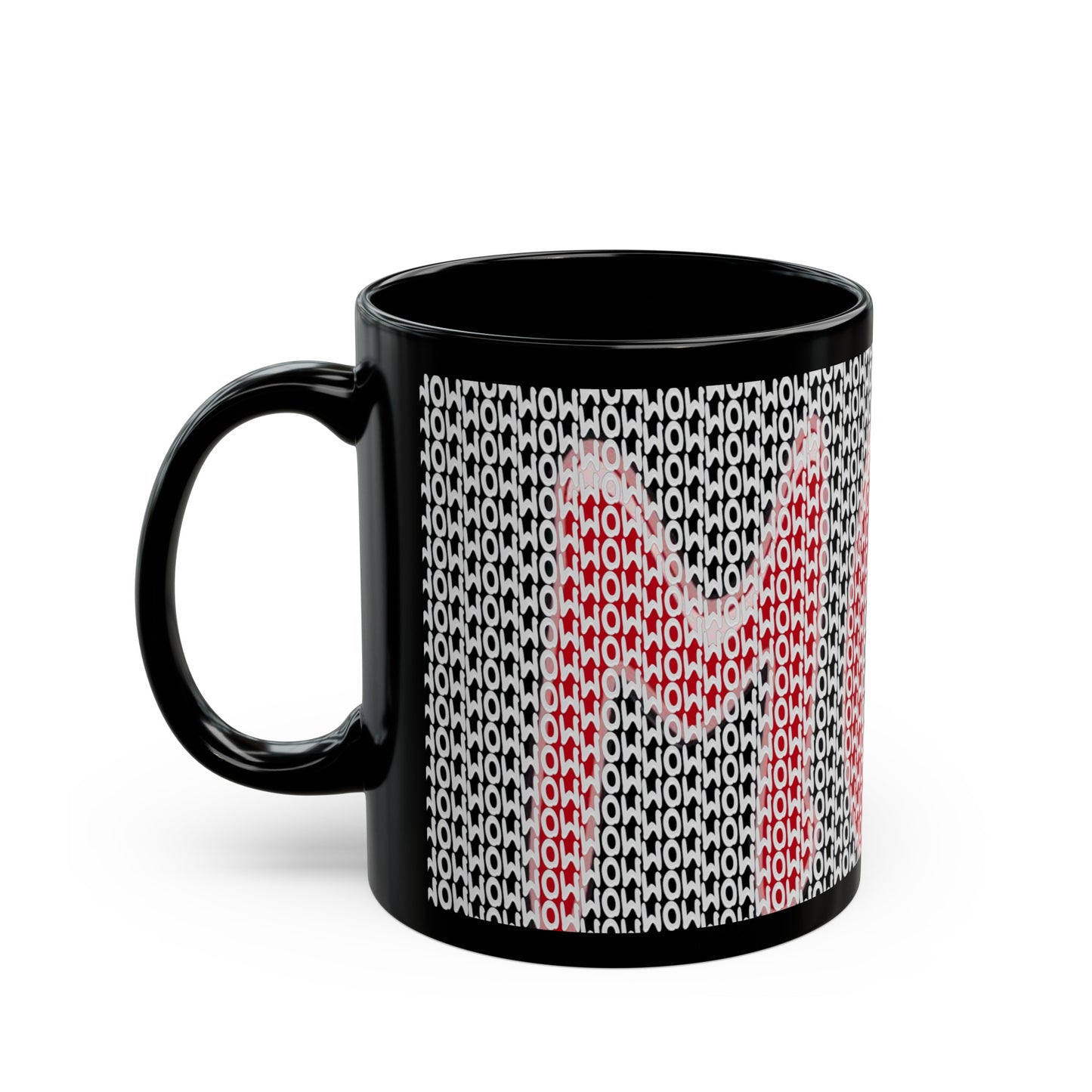 Wow Mom 3D Red on Black Mug (11oz, 15oz)