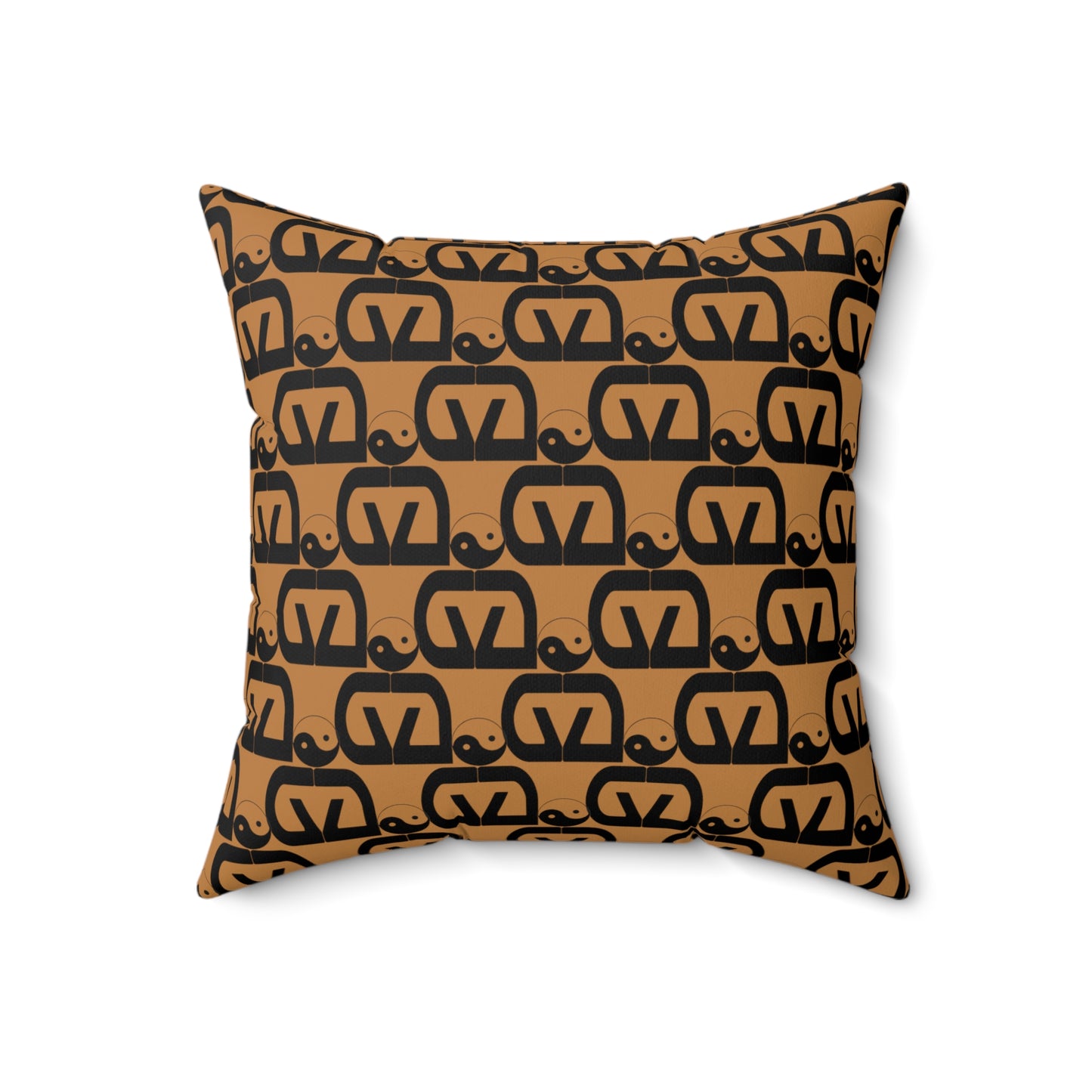 Brick-Light Brown Spun Polyester Square Pillow