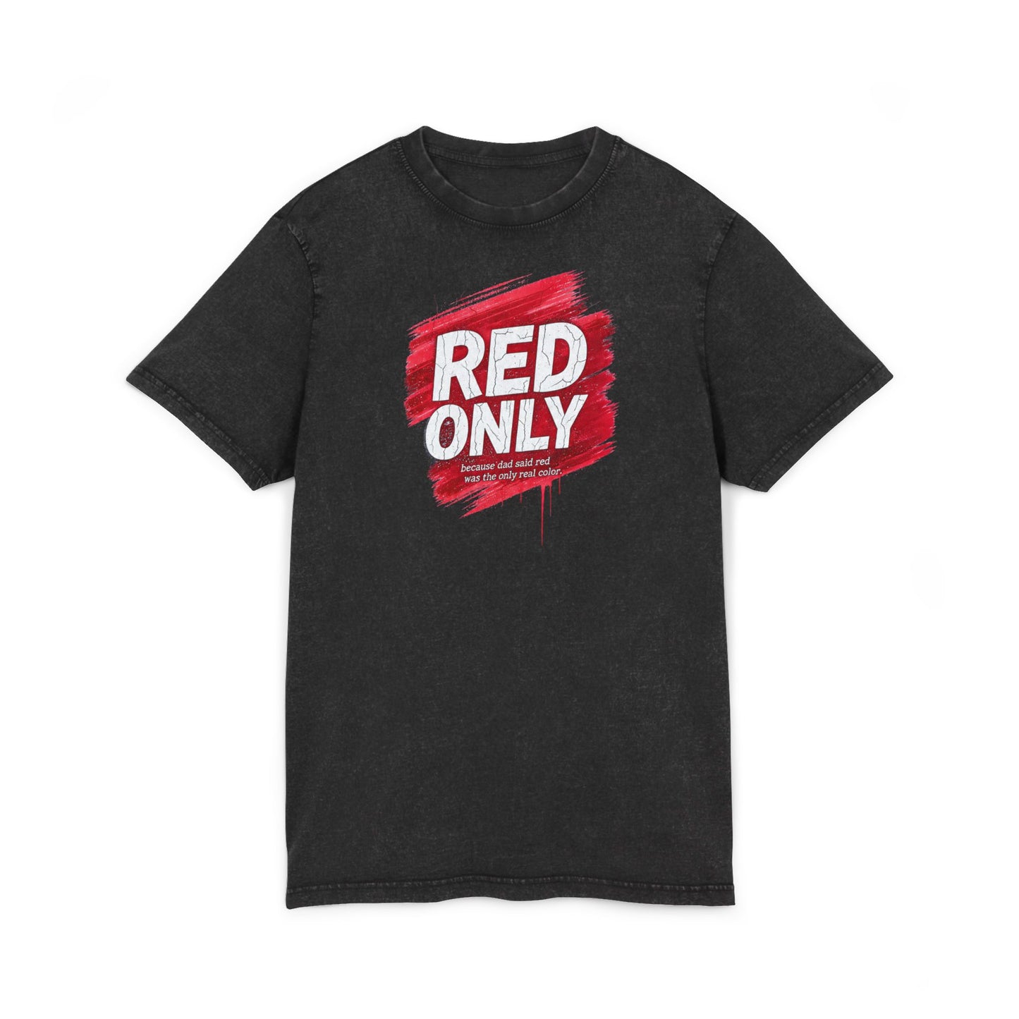 Red Only Acid Washed Round Neck Tee