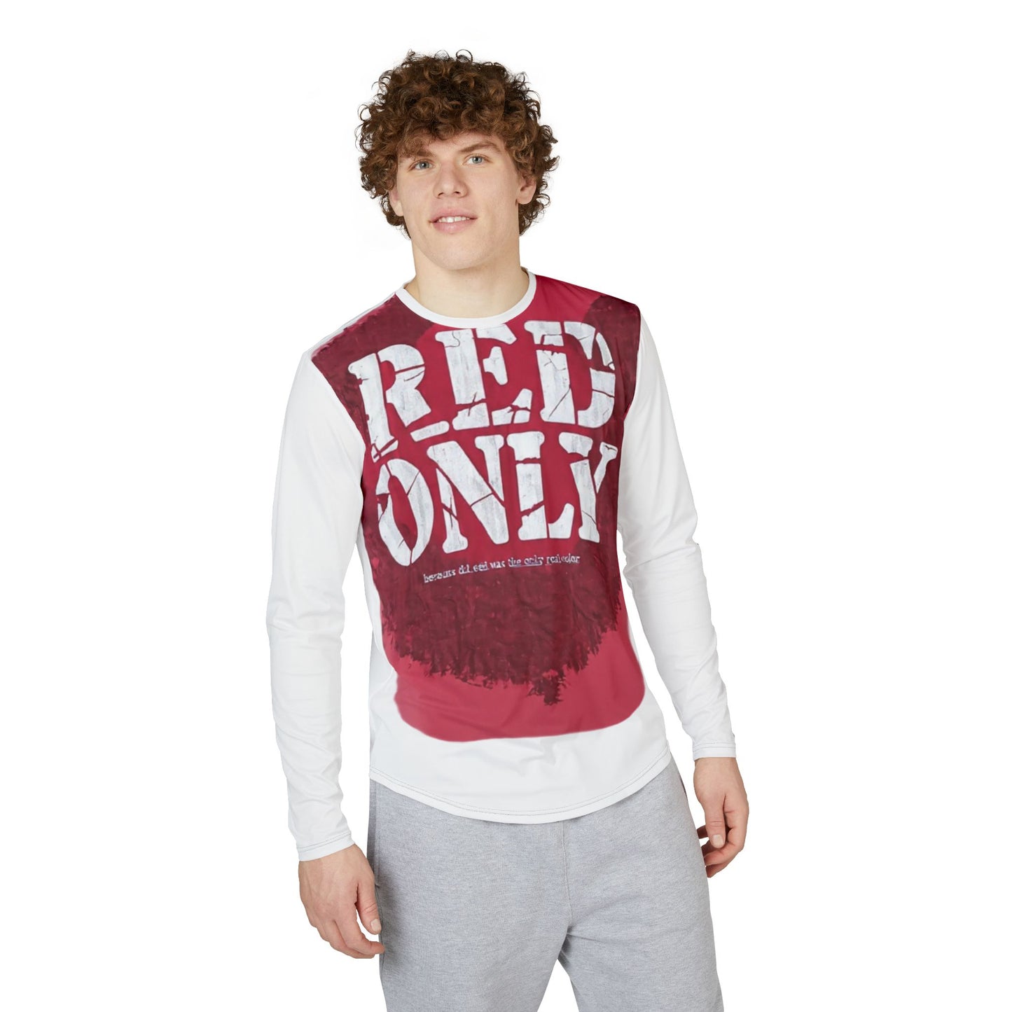Red Only Men's UV Protection Long Sleeve Shirt (AOP)