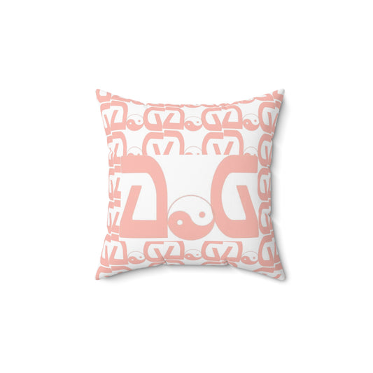 Grid Pink-White Spun Polyester Square Pillow