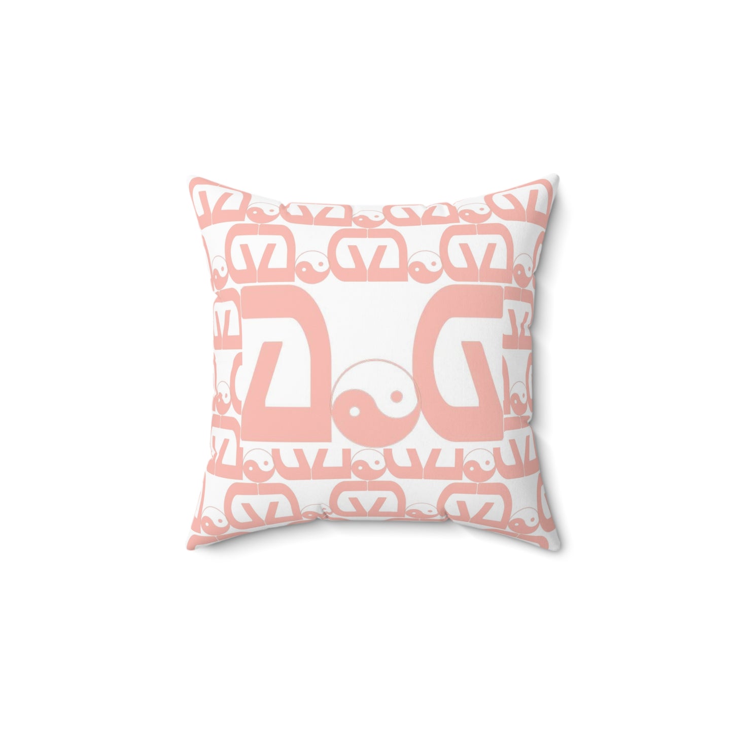 Pink-White Spun Polyester Square Pillow