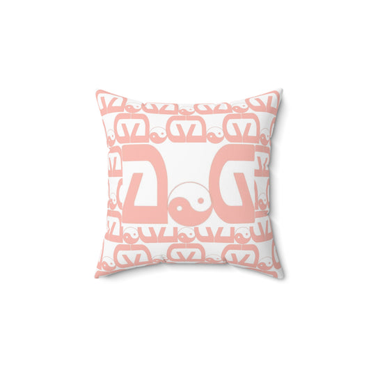 Pink-White Spun Polyester Square Pillow