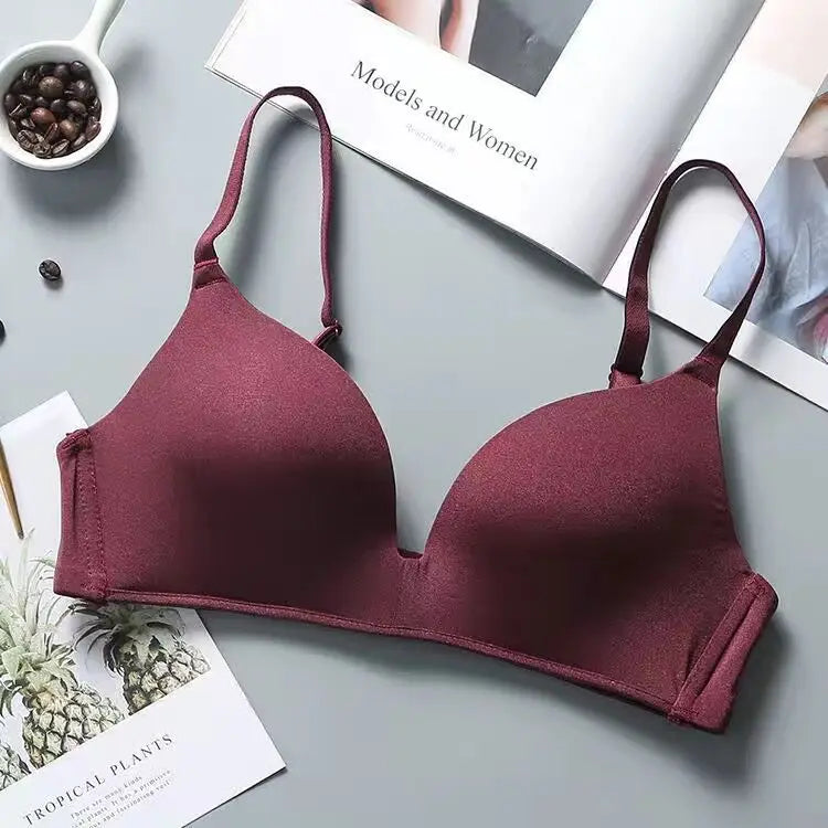 Thin Clothes Wireless Bra Small Chest Push up One Piece Cosy Girl Japanese High School Students Seamless Underwear for Women