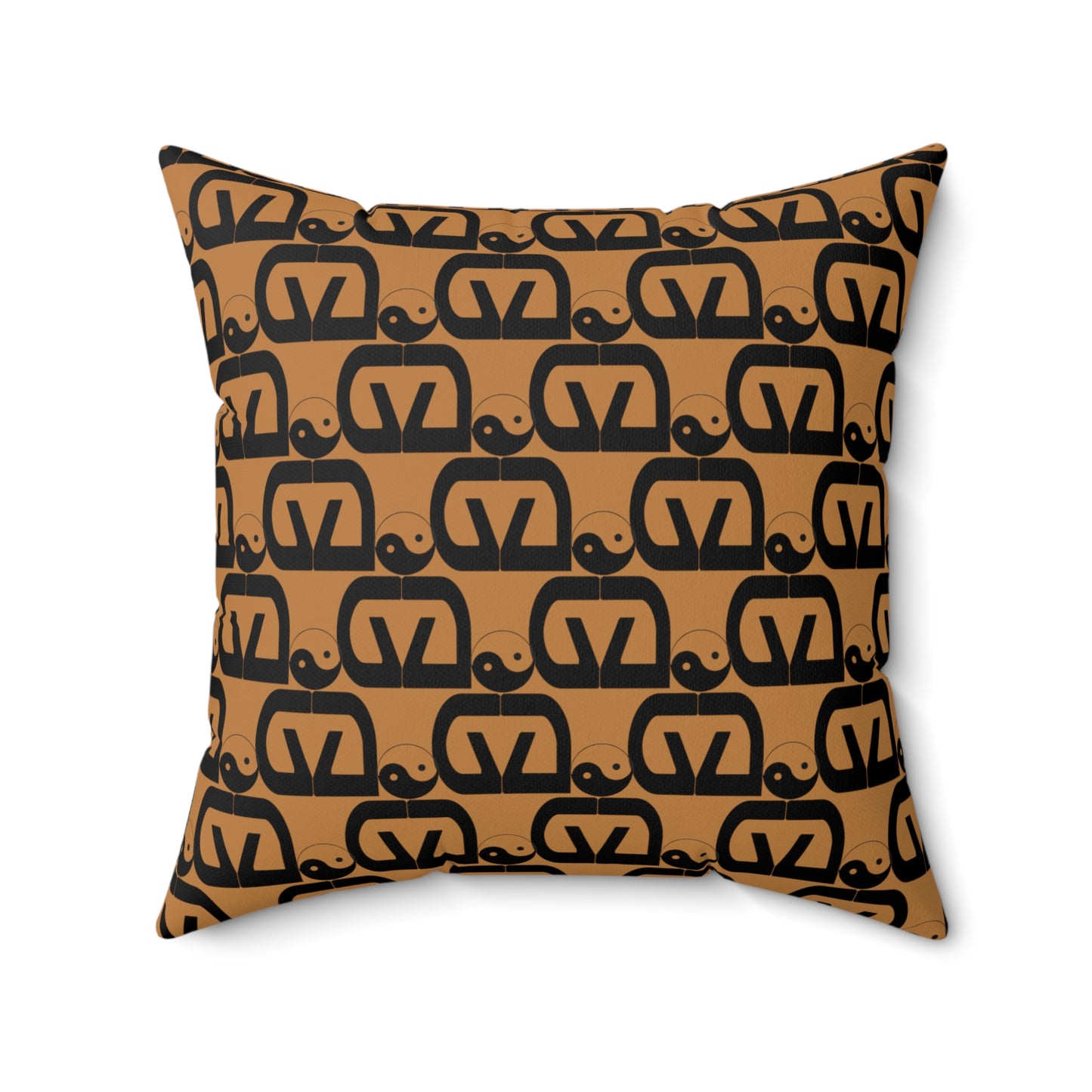 Brick-Light Brown Spun Polyester Square Pillow