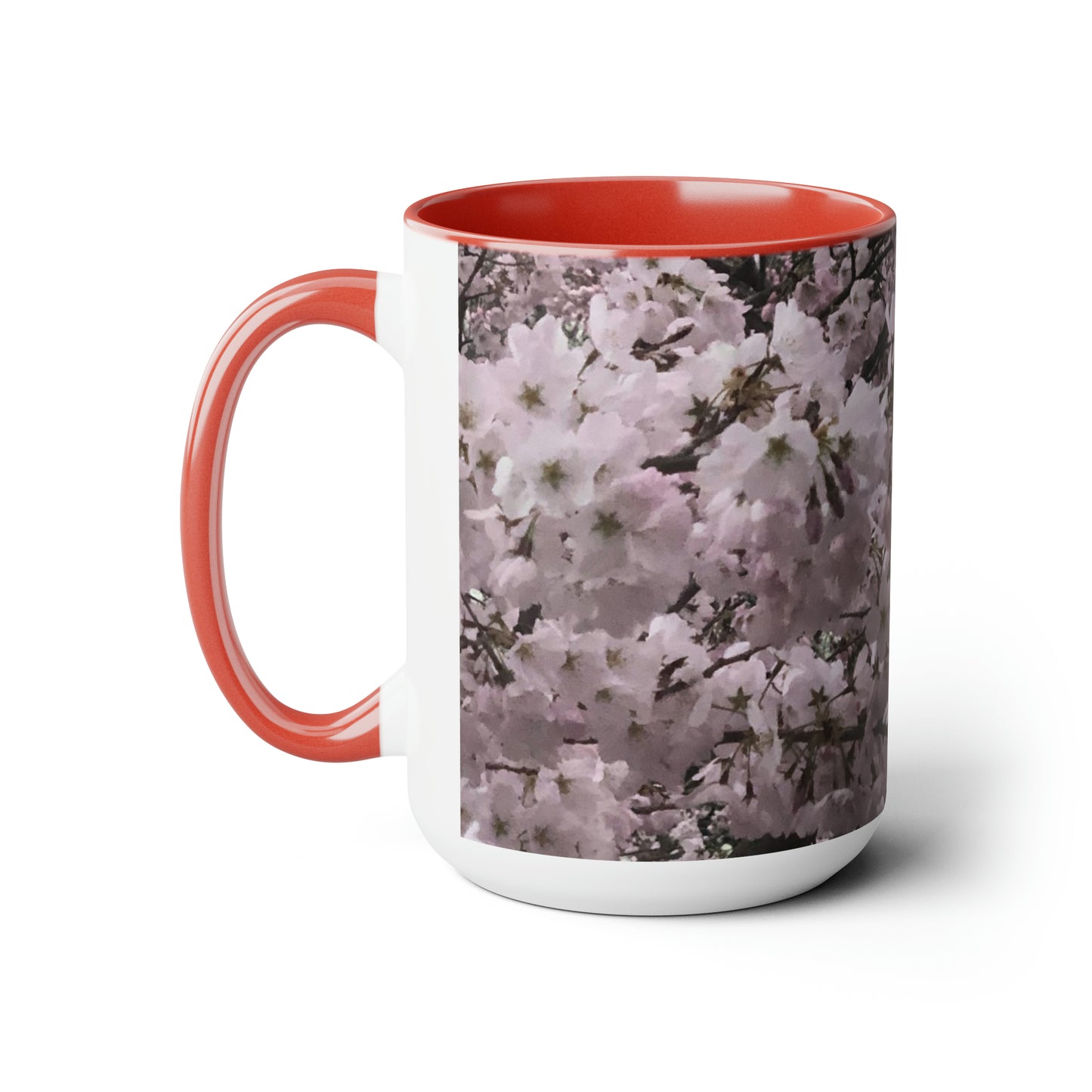 Cherry Blossom Two-Tone Coffee Mugs, 15oz