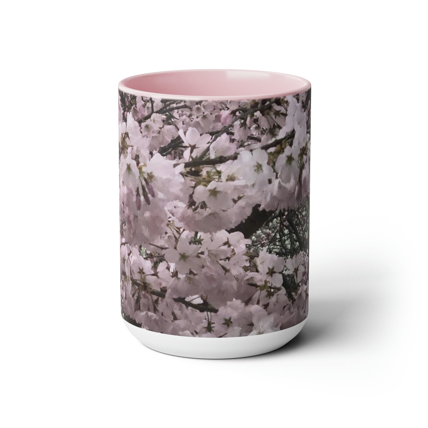 Cherry Blossom Two-Tone Coffee Mugs, 15oz