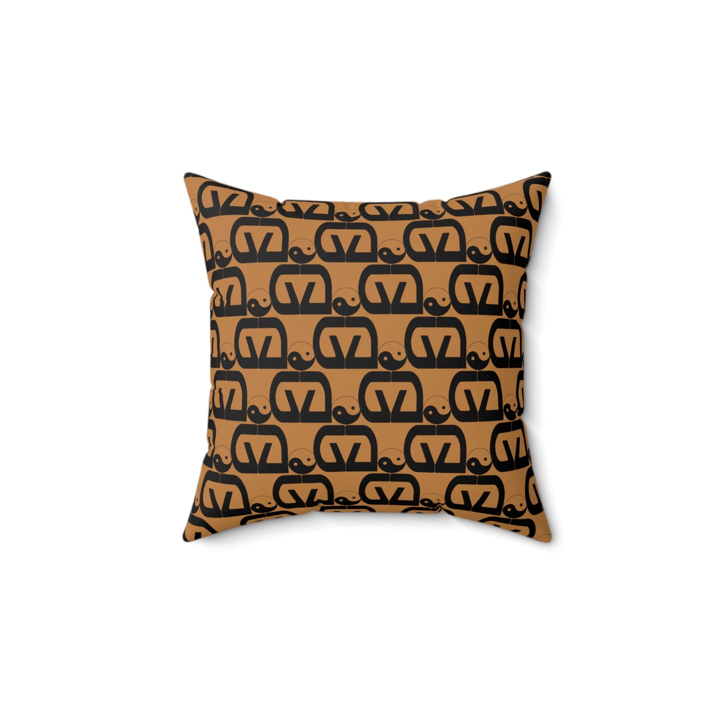 Brick-Light Brown Spun Polyester Square Pillow