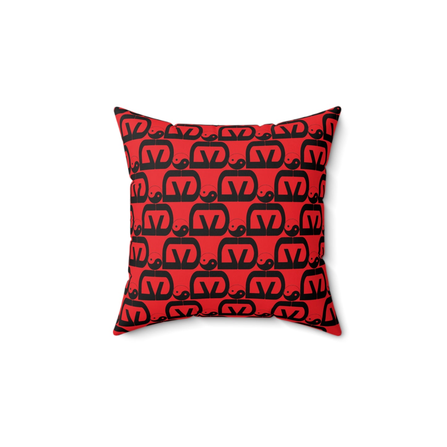 Brick-Red Spun Polyester Square Pillow