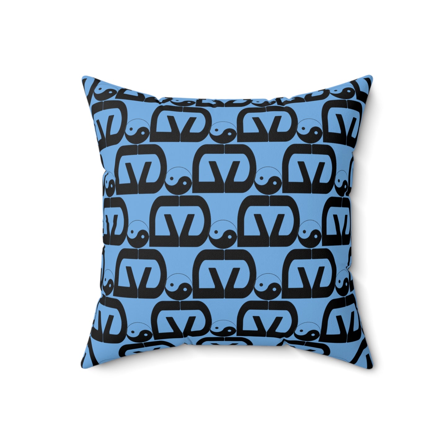 Brick-Light Blue Spun Polyester Square Pillow