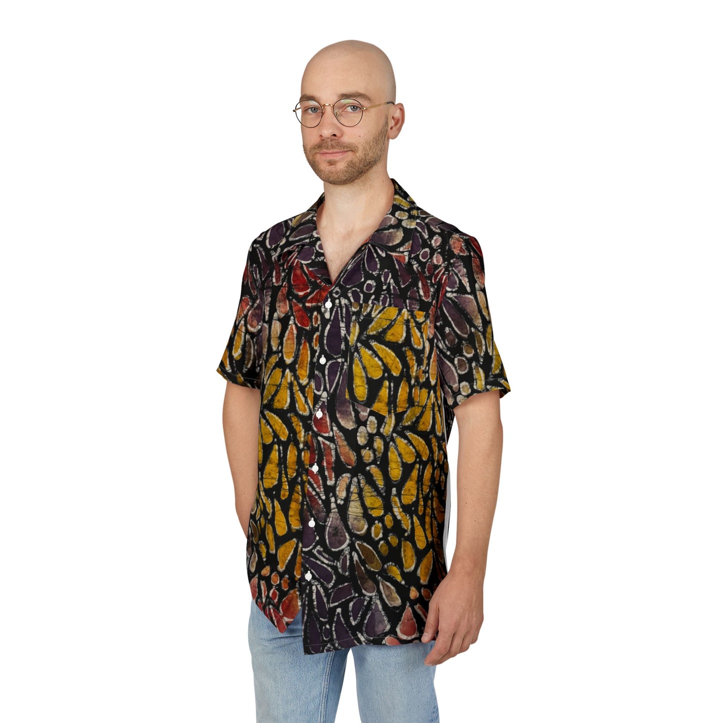 Custom Adire - OBA Unisex Hawaiian Button-Down Shirt (AOP)