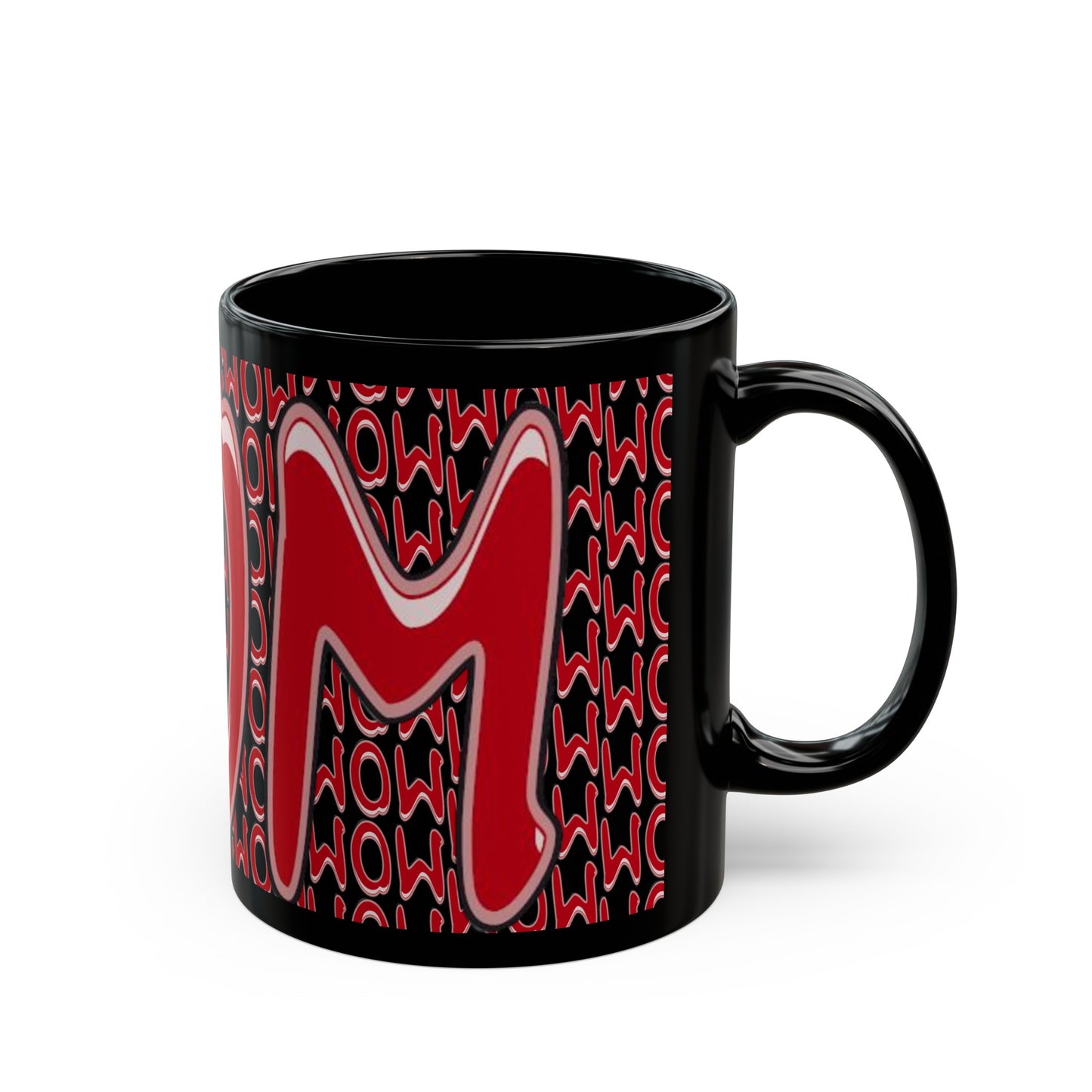 Mom 3D Red on Black Mug (11oz, 15oz)