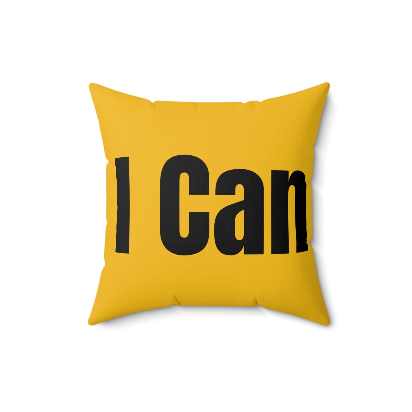 “I Can I Am” Black Yellow Spun Polyester Square Pillow