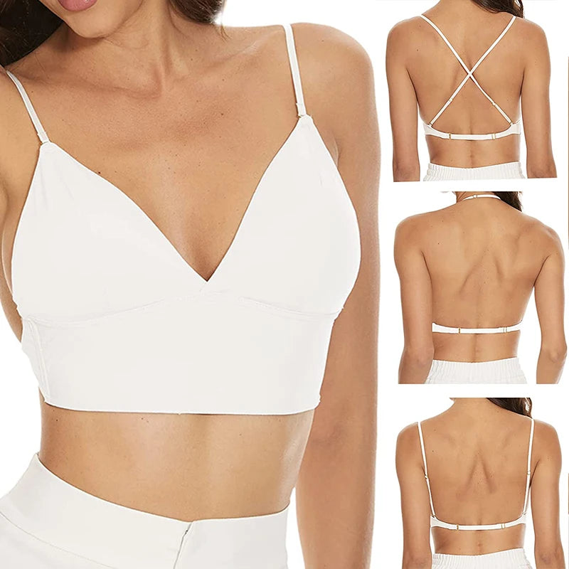 Women Sexy Cotton U Backless Bras For Low Back Push Underwear Thin Seamless Bralette Top Comfort Wireless Invisible Bra Lingerie