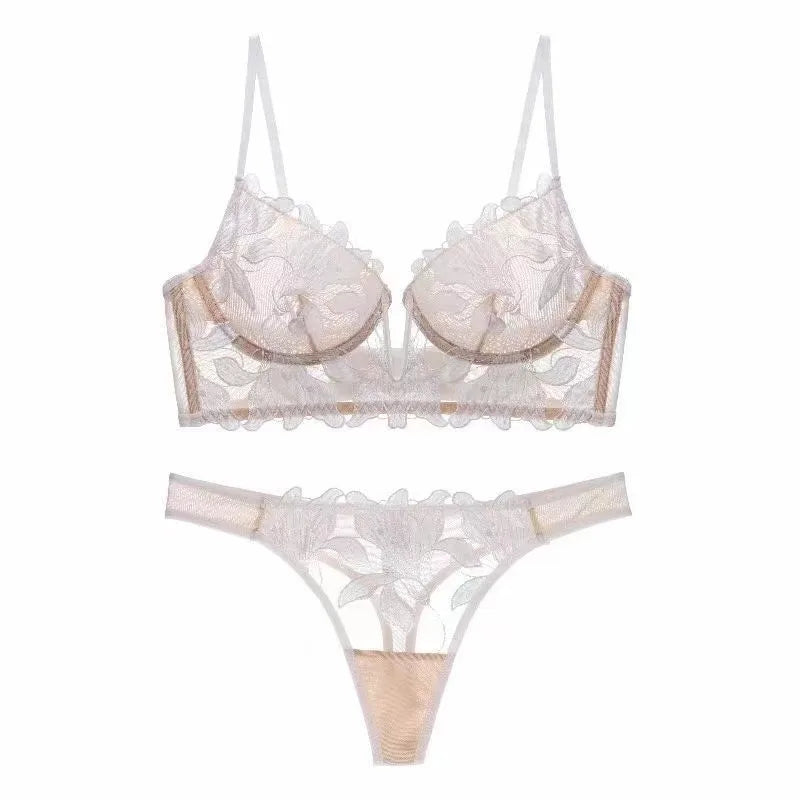 Women Lace Lingerie Set Elegant Sexy Bra Set See Through Underwear Ventilate Ladies Bra and Panty Set