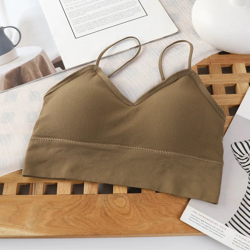 Women's Cotton Underwear Tube Tops Sexy Solid Color Top Girls' Steel Ring Free Sports Tank Top Woman Comfort Strap Sexy Lingerie