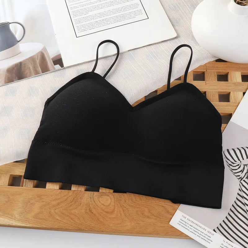 Women's Cotton Underwear Tube Tops Sexy Solid Color Top Girls' Steel Ring Free Sports Tank Top Woman Comfort Strap Sexy Lingerie