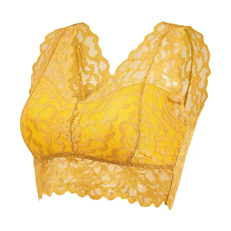 Sexy Lace Sleep Sports Underwear for Women Cozy Wire Free Seamless Vest Bras Girls Student Lingerie Padded Push Up Chest Wrap