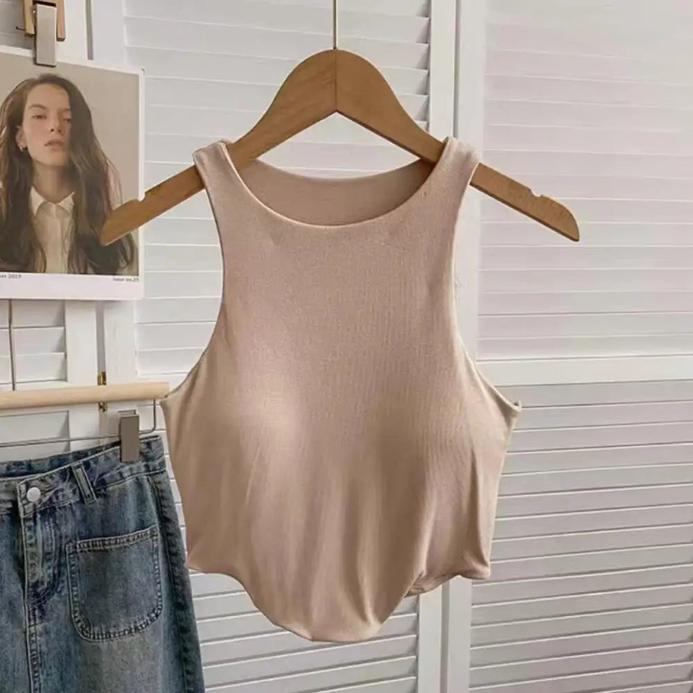 Tank Top For Women Solid Color Inner Vest Push Up Sport Bra Yoga Gym Tank Tops Casual Woman Sleeveless Top Summer Base Shirt