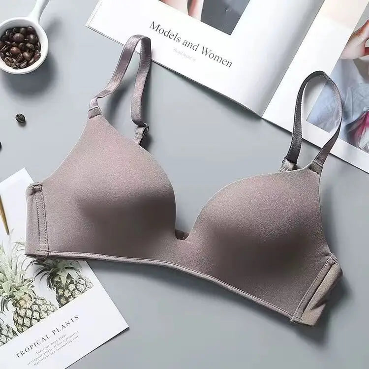 Thin Clothes Wireless Bra Small Chest Push up One Piece Cosy Girl Japanese High School Students Seamless Underwear for Women