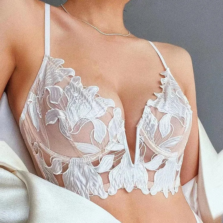 Women Lace Lingerie Set Elegant Sexy Bra Set See Through Underwear Ventilate Ladies Bra and Panty Set